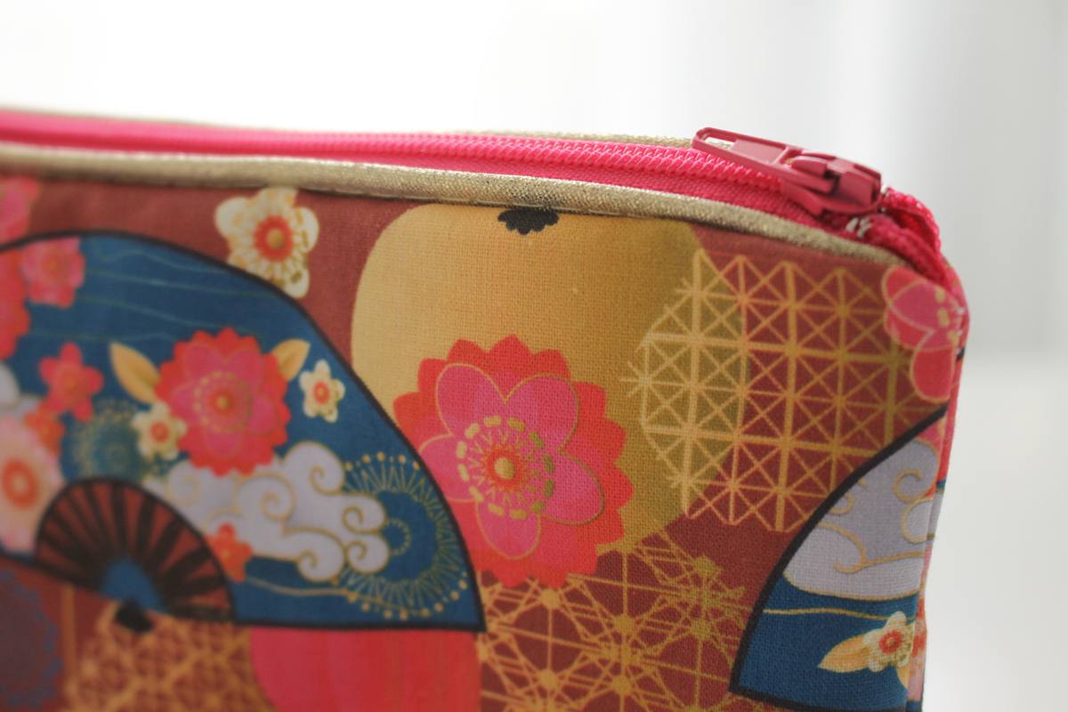 Pochette zippée Alna éventails fleuris – Image 3