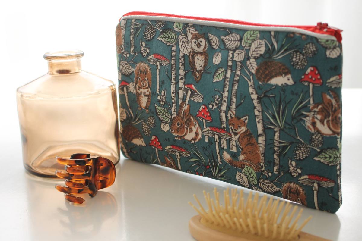 Pochette zippée Alna animaux de la forêt