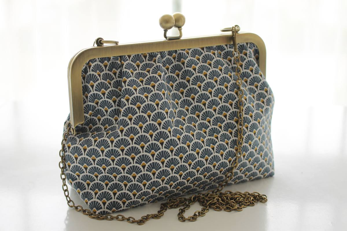 Sac rétro Emma éventails bleus