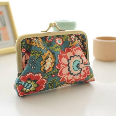 Porte-monnaie Ally fleurs bordeaux