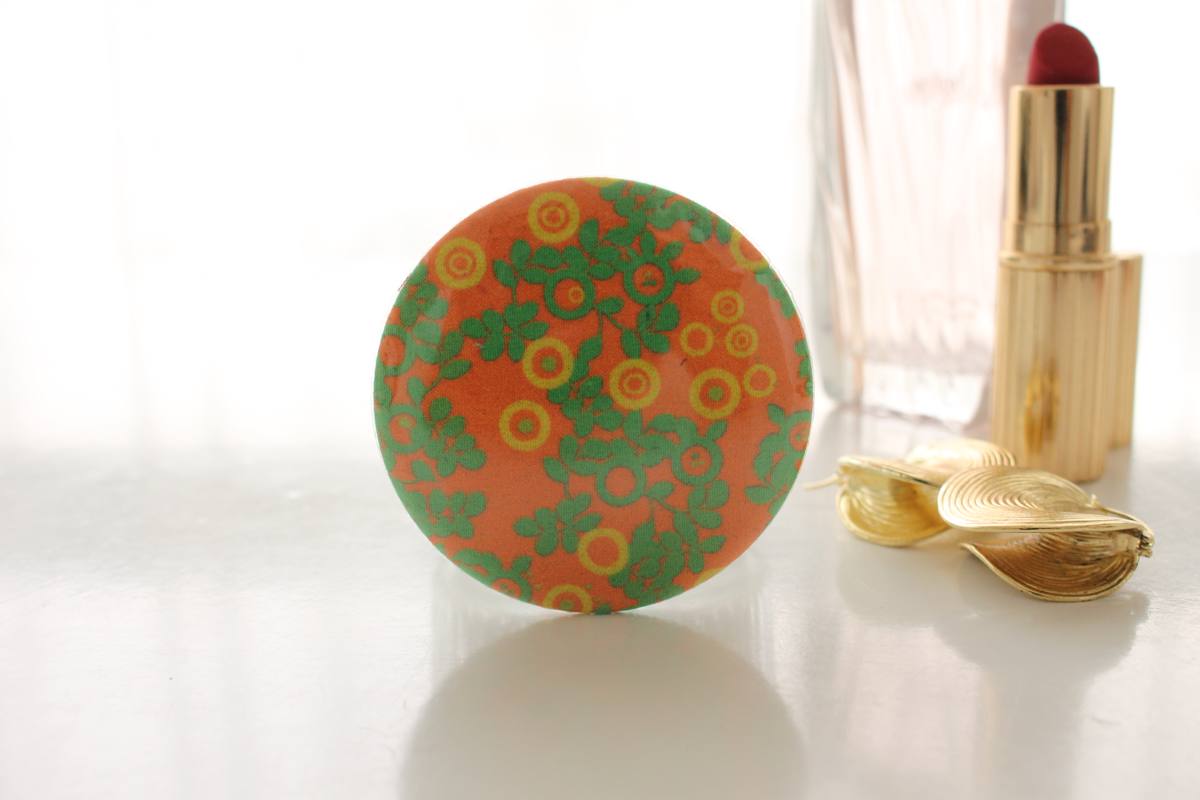 Miroir de poche Bella orange verte