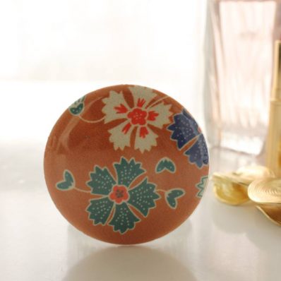 Miroir de poche Bella fleurs ocre