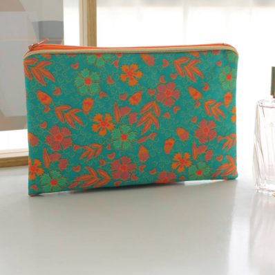 Pochette zippée Alna vert orange
