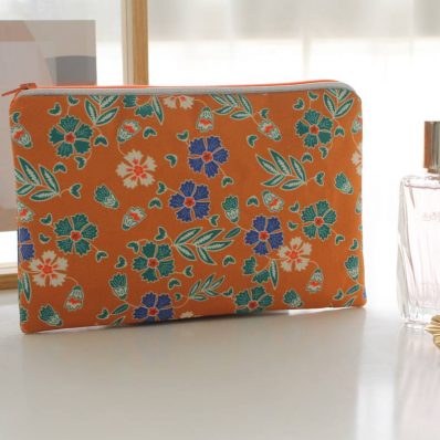 Pochette zippée Alna fleurs ocre