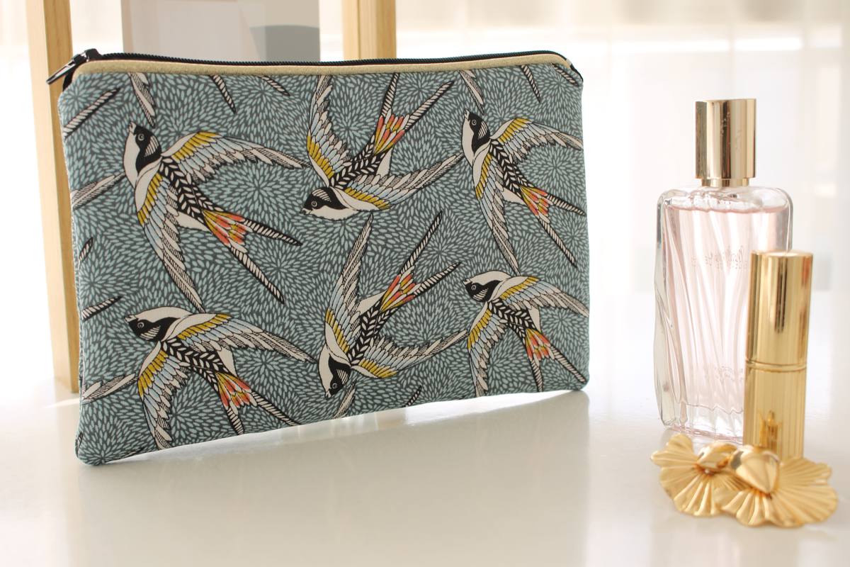 Pochette zippée Alna hirondelles