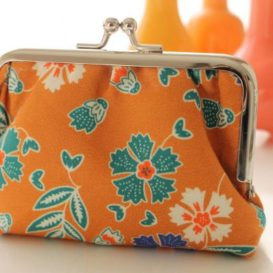 Porte-monnaie Ally fleurs ocre