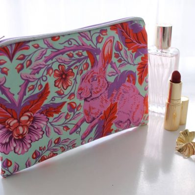 Pochette zippée Alna lapin rose