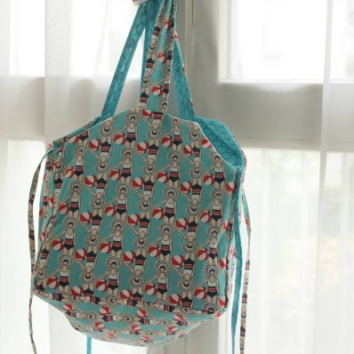 Cabas Jane réversible baigneuses turquoise