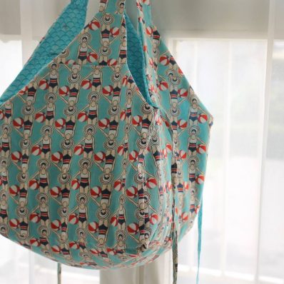Cabas Jane réversible baigneuses turquoise