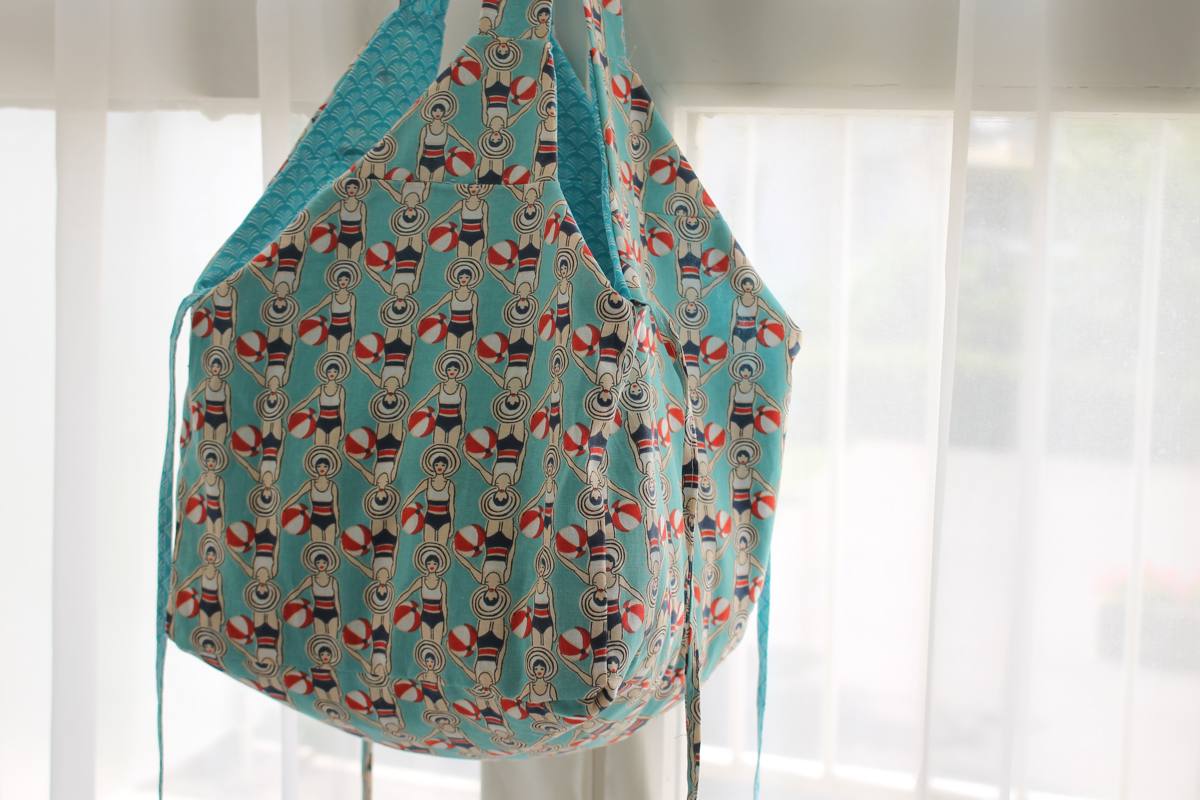 Cabas Jane réversible baigneuses turquoise