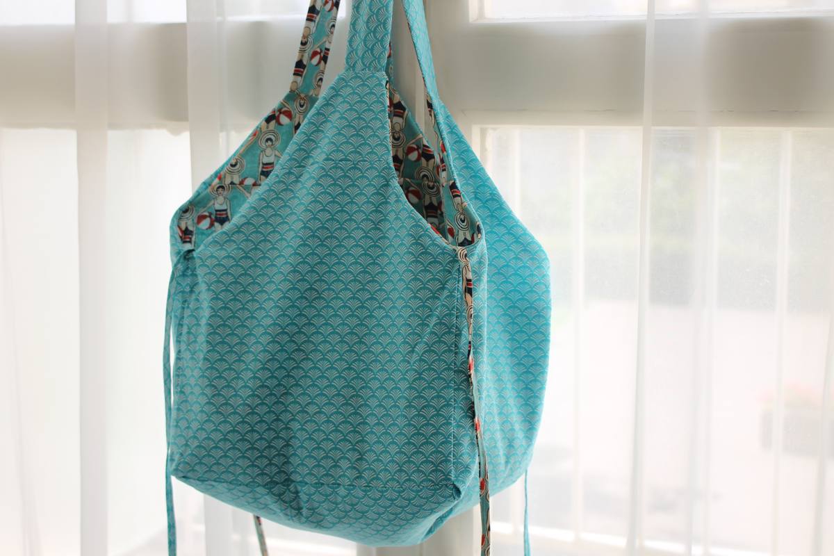 Cabas Jane réversible baigneuses turquoise – Image 3