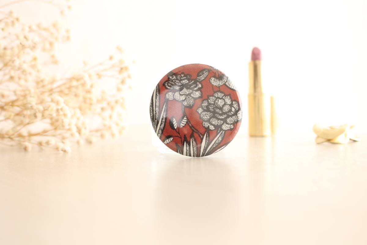 Miroir de poche Bella fleurs terracotta – Image 3