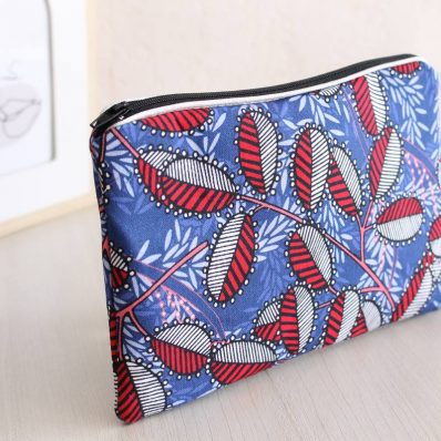 Pochette zippée Alna branches bleues
