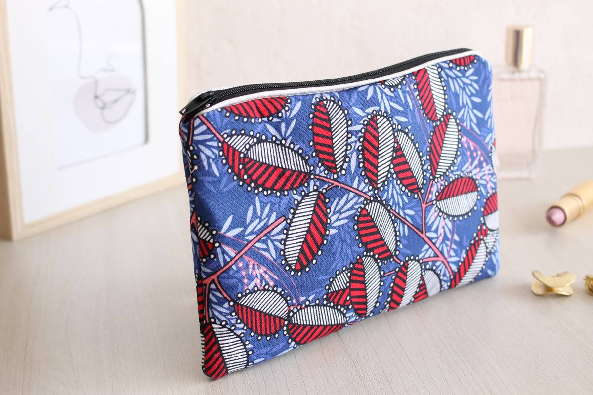 Pochette zippée Alna branches bleues