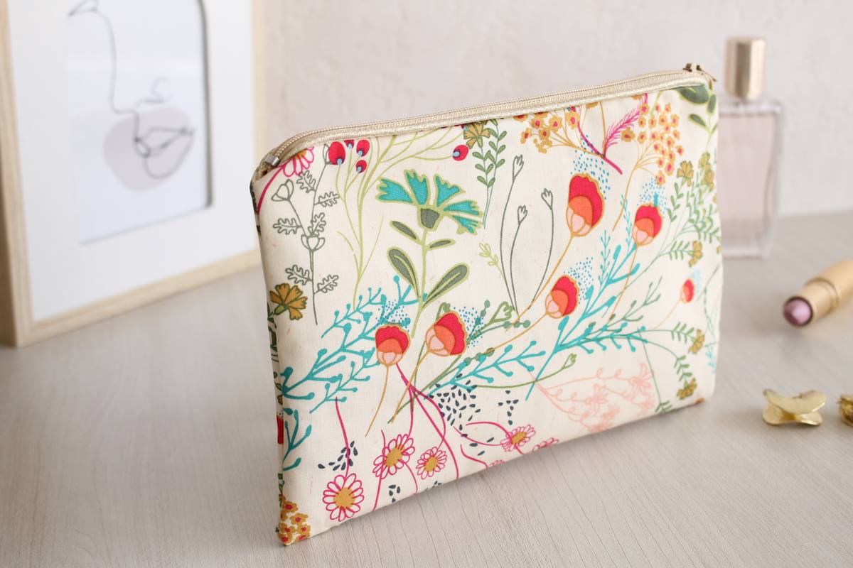 Pochette zippée Alna champ beige