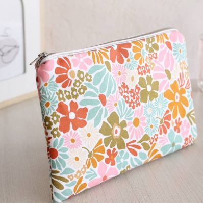 Pochette zippée Alna fleurs roses