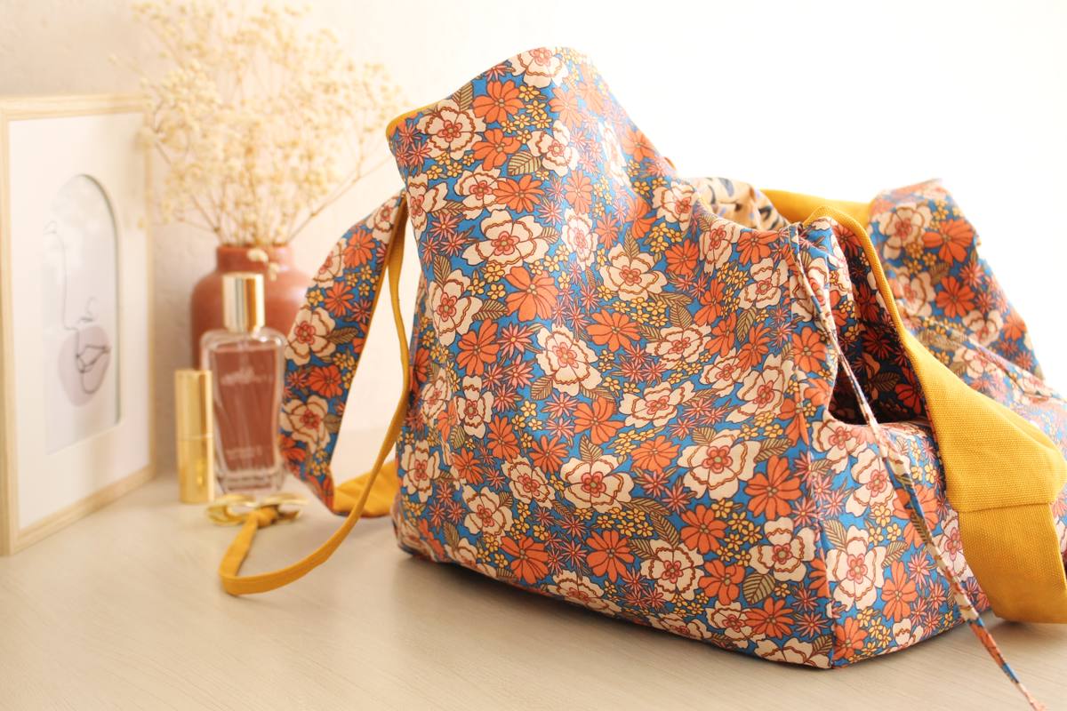 Cabas Jane réversible fleurs oranges – Image 3