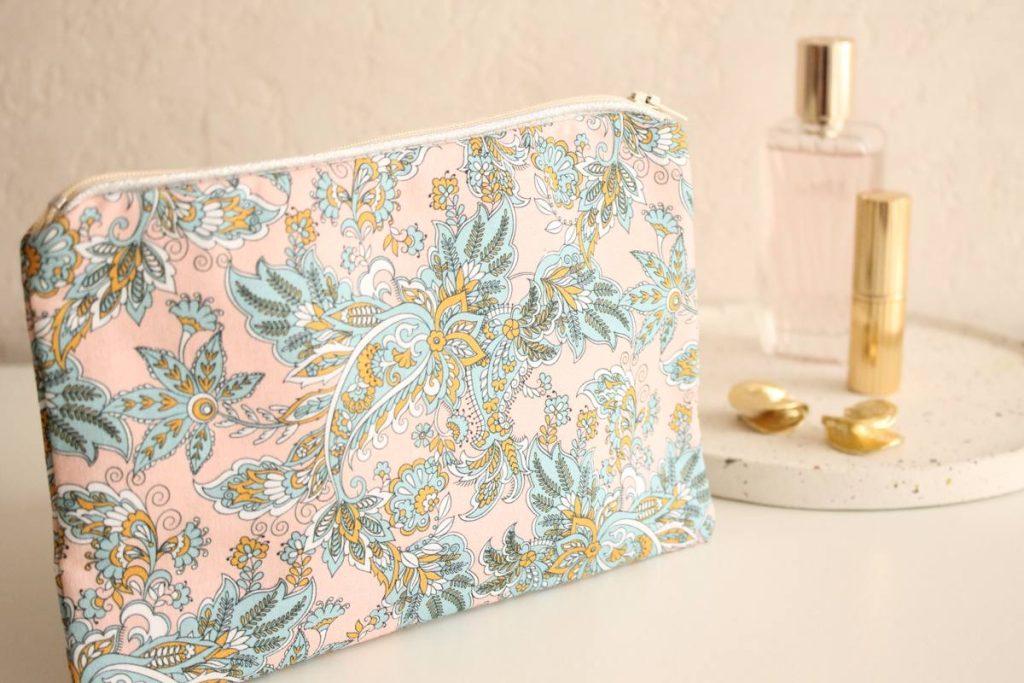 Pochette zippée Alna rose cachemire