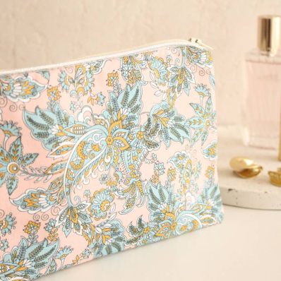 Pochette zippée Alna rose cachemire